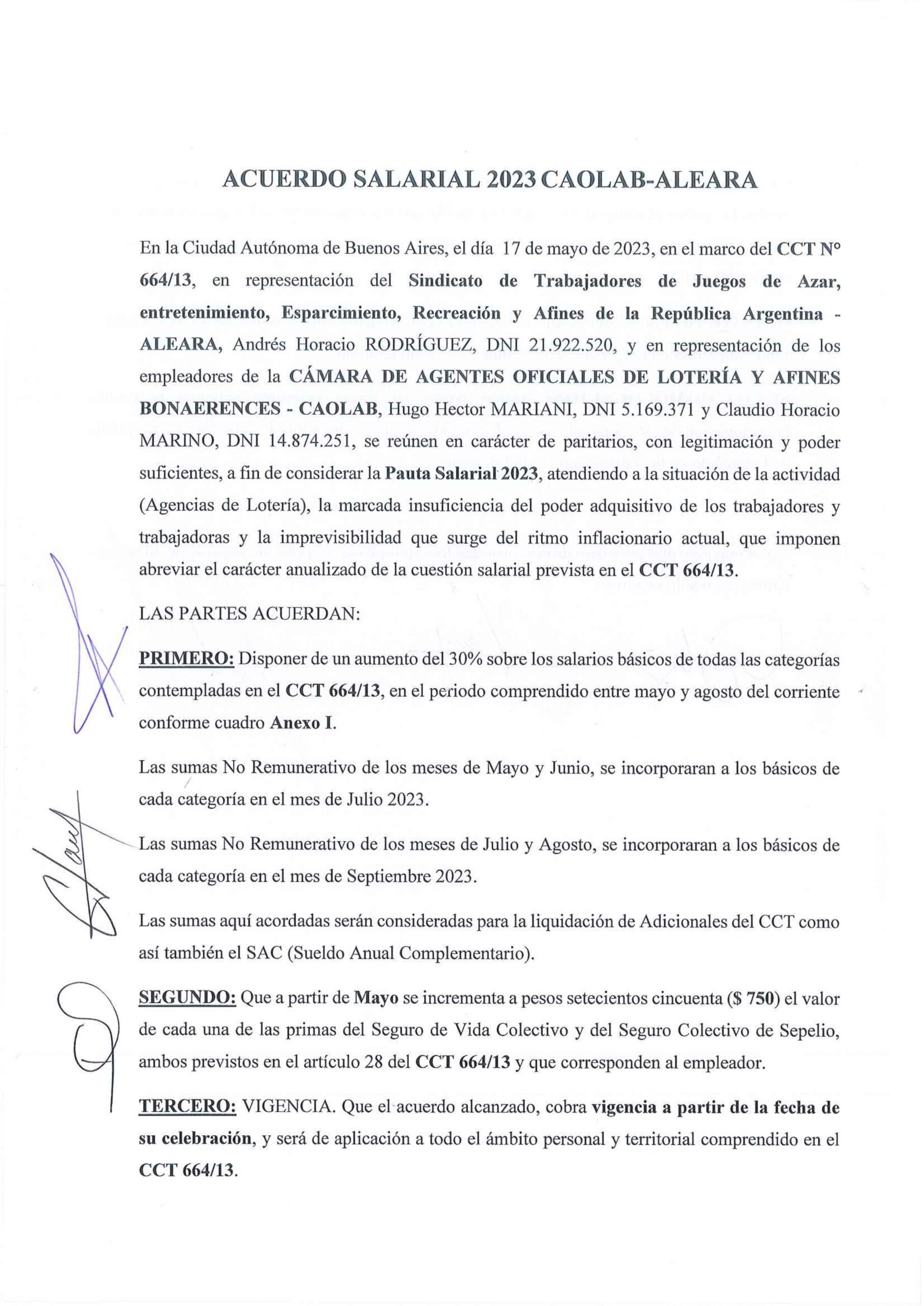 Nuevo acuerdo Salarial para los meses de Mayo, Junio, Julio y Agosto ...